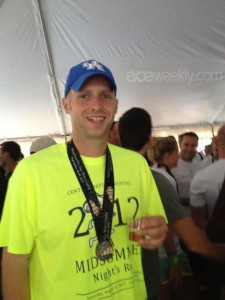Ace contributing sports writer Kevin Faris at the Bourbon Chase finish line tent.
