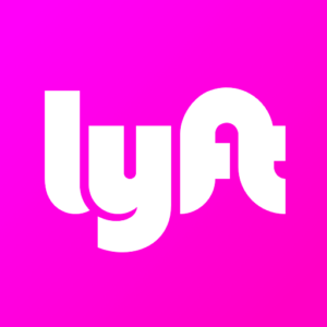 safe rides: lyft logo with a hot pink background and lyft in white