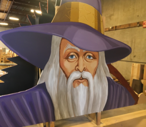 Us: a large cut out of a wizard