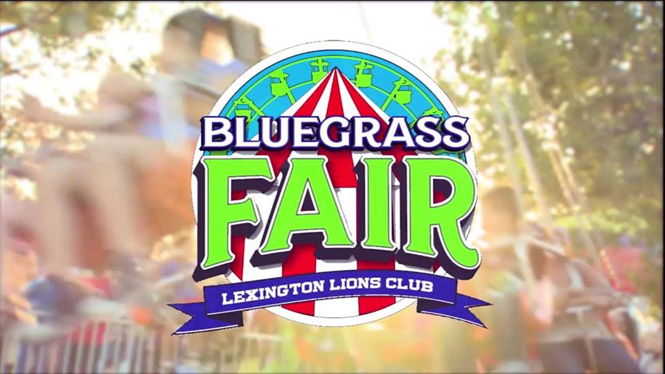 a logo that says Bluegrass Fair with a light hazy picture behind it