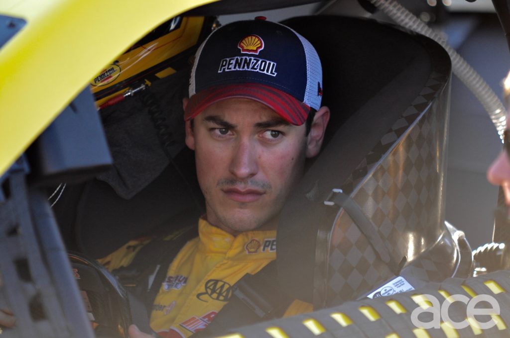 Joey Logano in the No. 22 Shell Pennzoil car prior to the race.