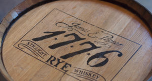 bourbon barrel top that says "james e. pepper 1776 rye"