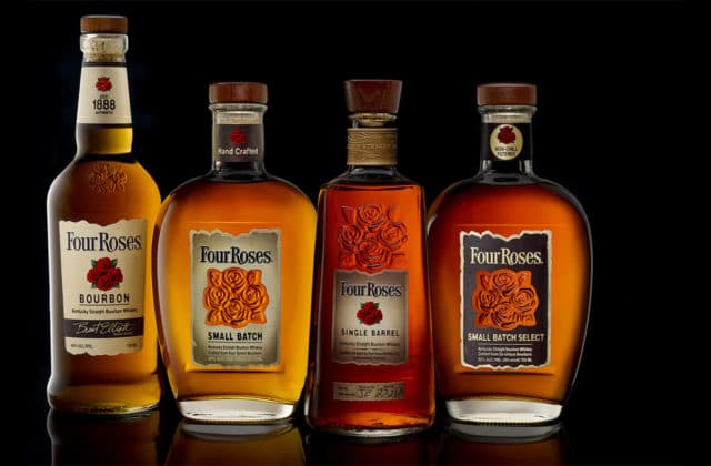 four bottles of different four roses